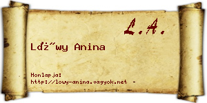 Lőwy Anina névjegykártya